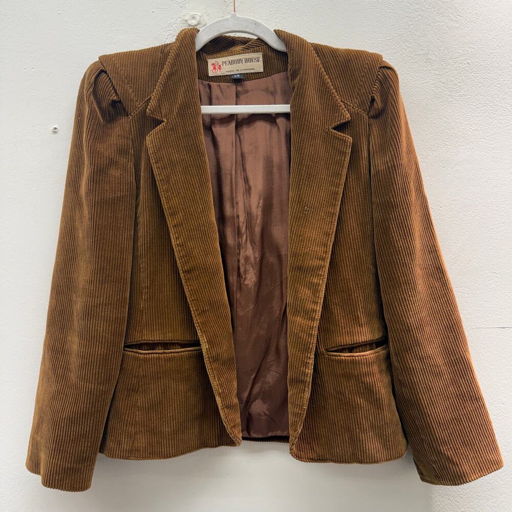 Vintage Brown Corduroy Peabody House Blazer Puff Shoulder Classic Office